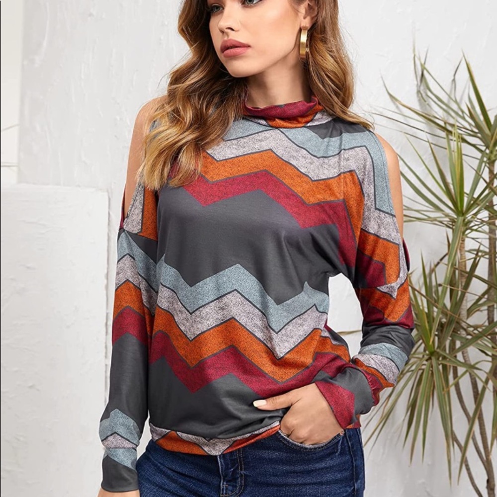 New Cold Shoulder Long Sleeves Top